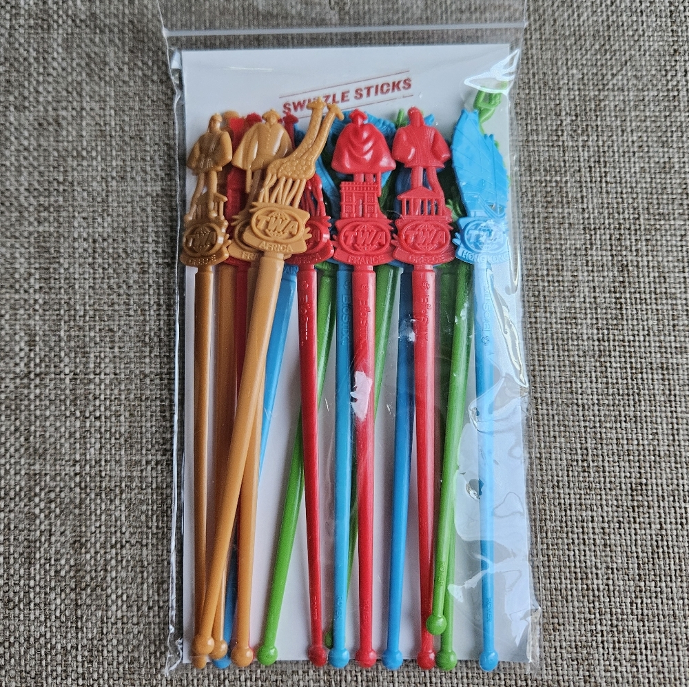 TWA Airlines Swizzle Stick Set NWT